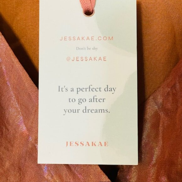 JessaKae Pixie Dress Puff Sleeve Ruffled Gown Bronze NWT Medium NEW - Picture 5 of 9